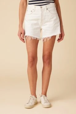 AGOLDE Parker Long Denim Short - Panna Cotta